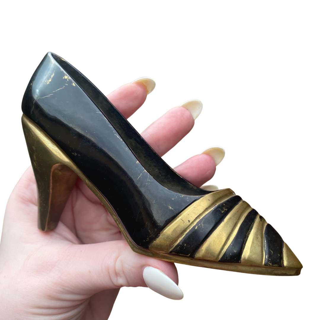 Brass Enameled High Heel Shoe