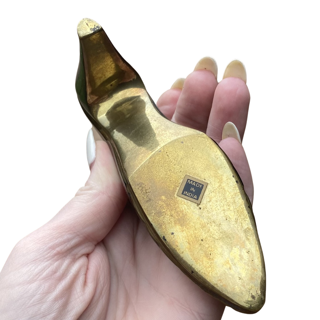 Brass Enameled High Heel Shoe
