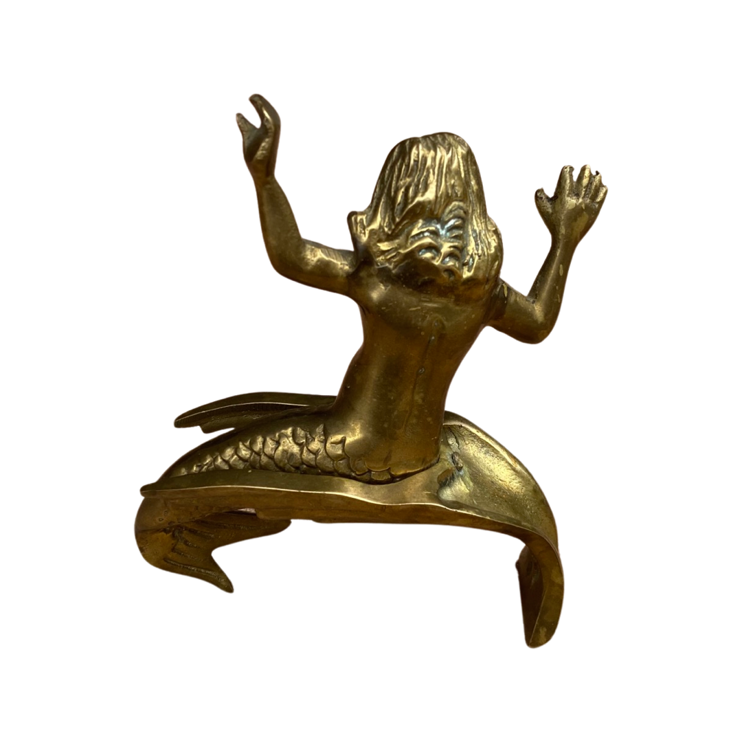 Brass Mermaid Riding Wave