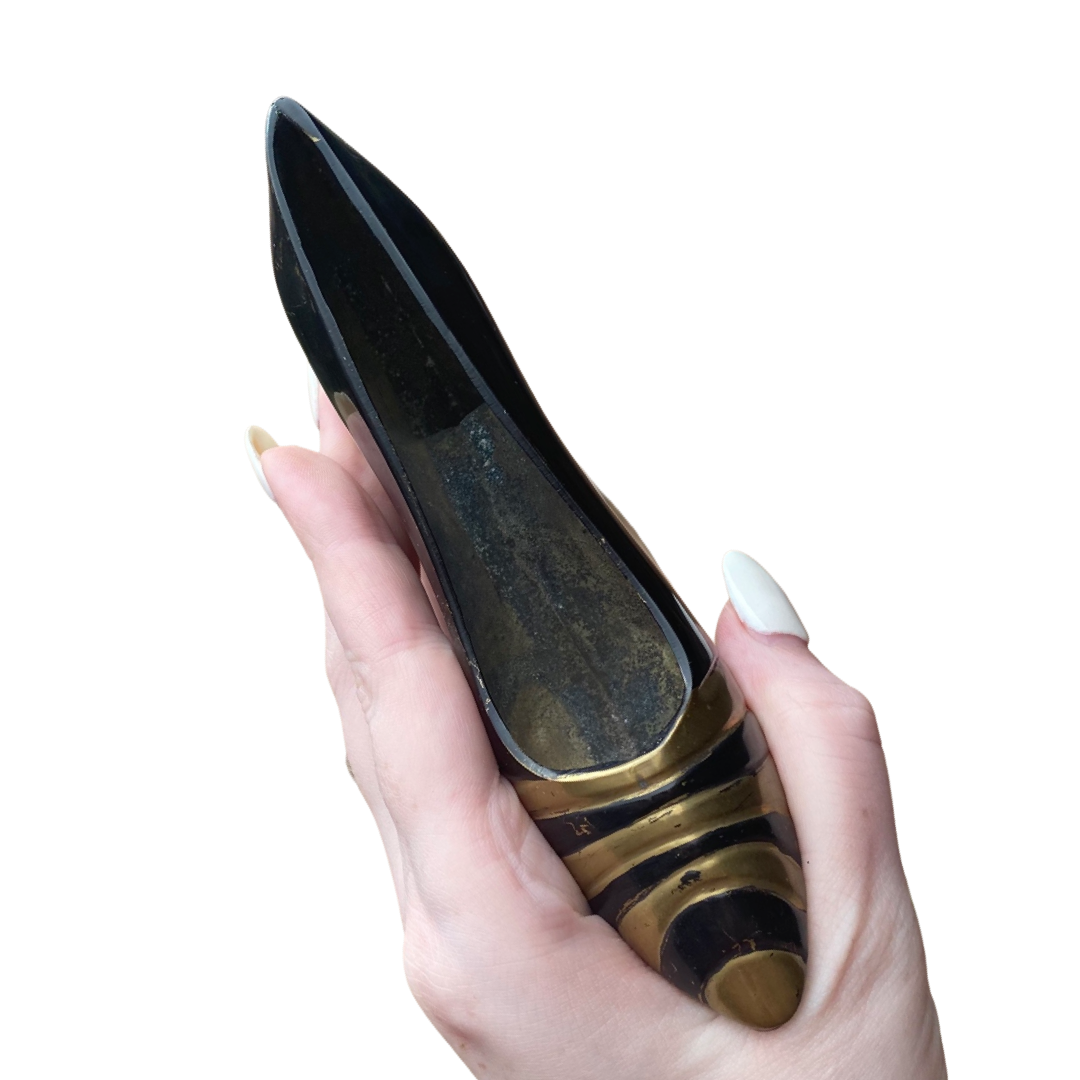 Brass Enameled High Heel Shoe