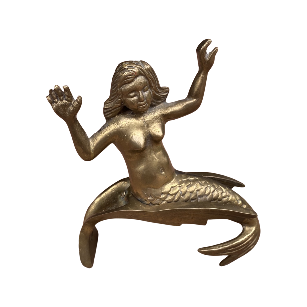 Brass Mermaid Riding Wave