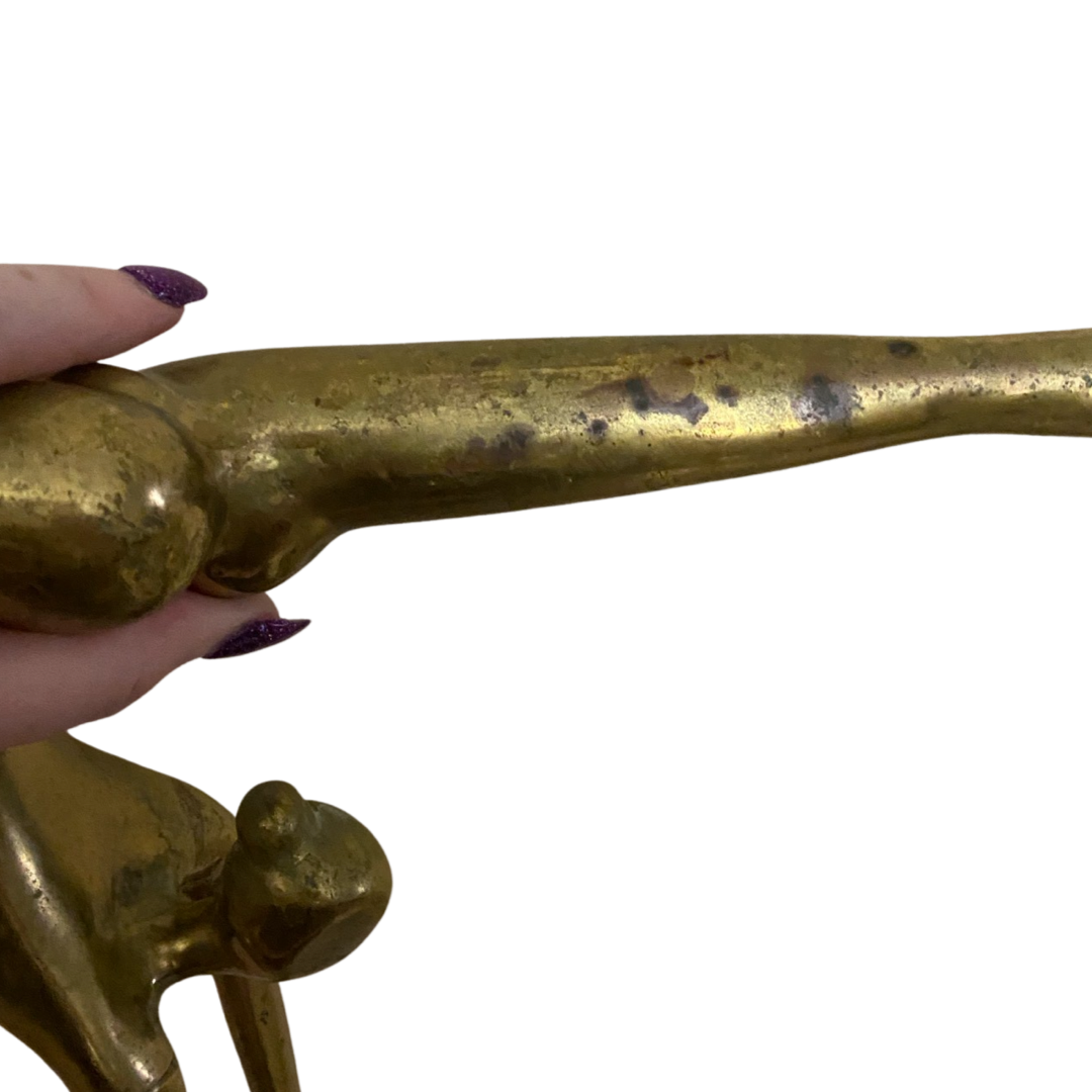 Brass Acrobat Woman on Marble Base
