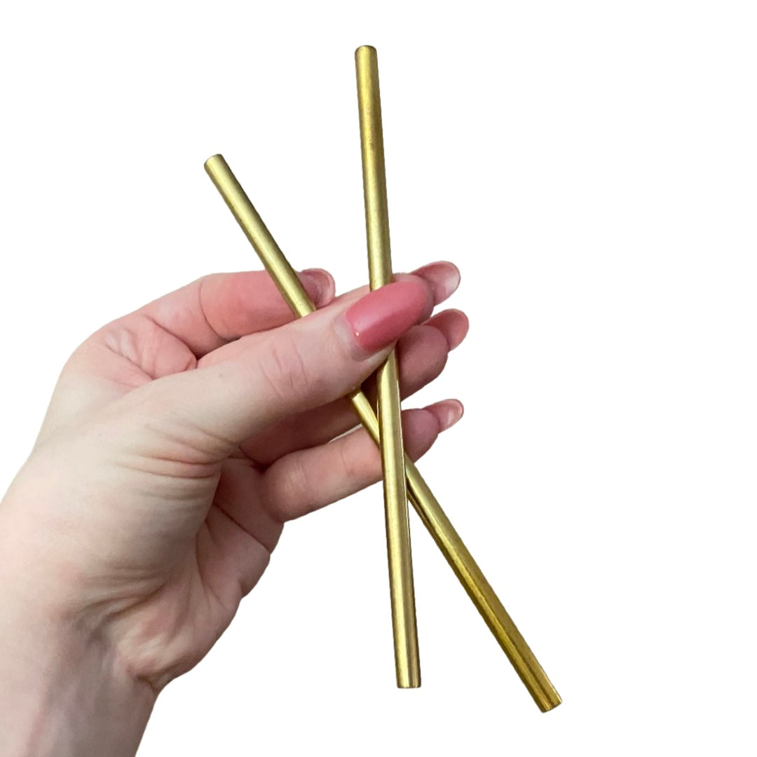 Pair of Brass Cups & Straws