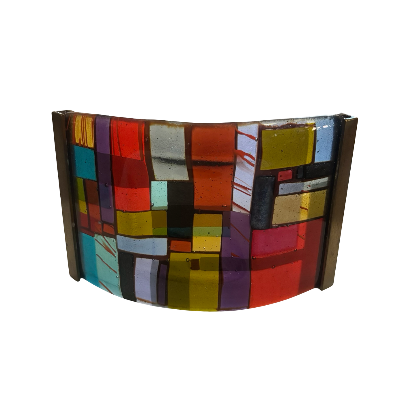 Multicolored Glass and Brass Candle Reflector