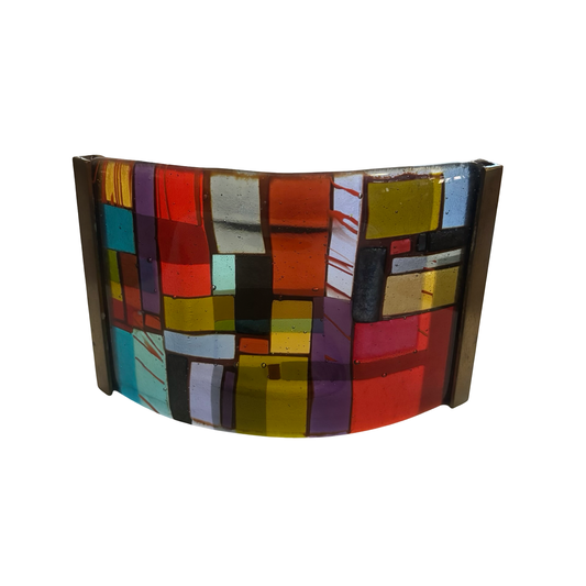 Multicolored Glass and Brass Candle Reflector