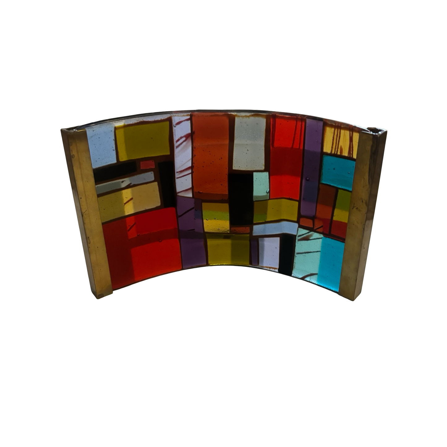 Multicolored Glass and Brass Candle Reflector