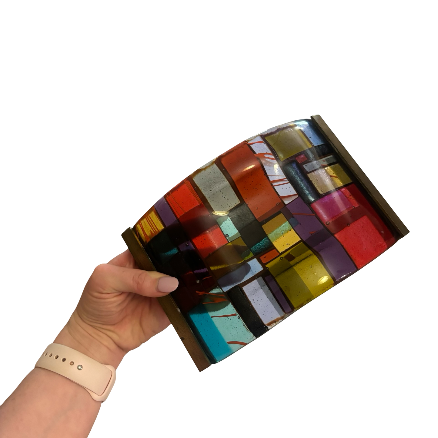 Multicolored Glass and Brass Candle Reflector