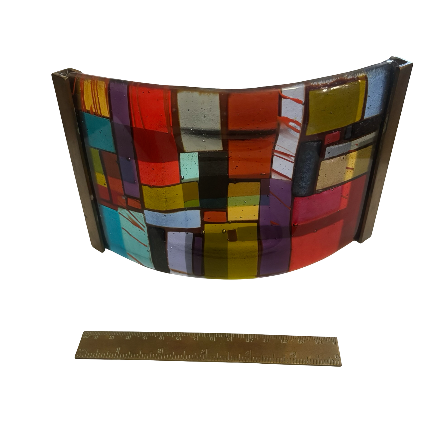 Multicolored Glass and Brass Candle Reflector