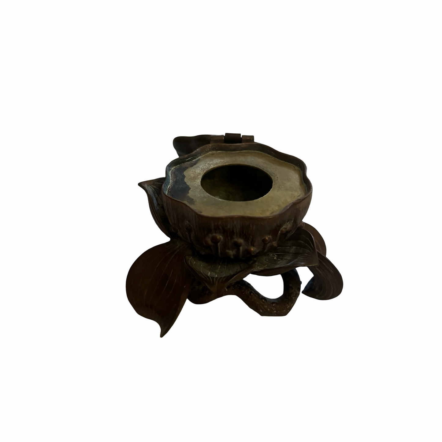 Bronze Lotus Flower Inkwell