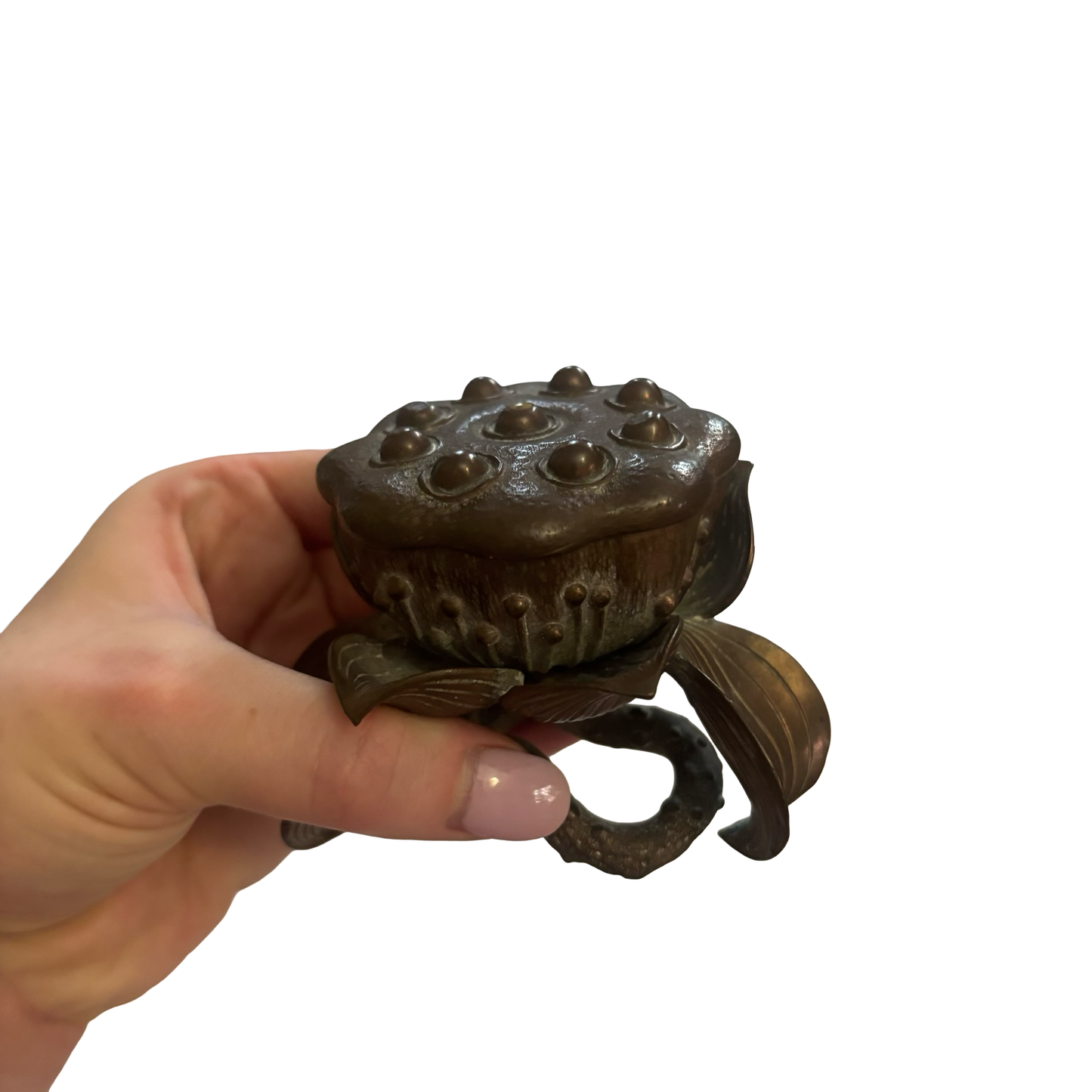 Bronze Lotus Flower Inkwell
