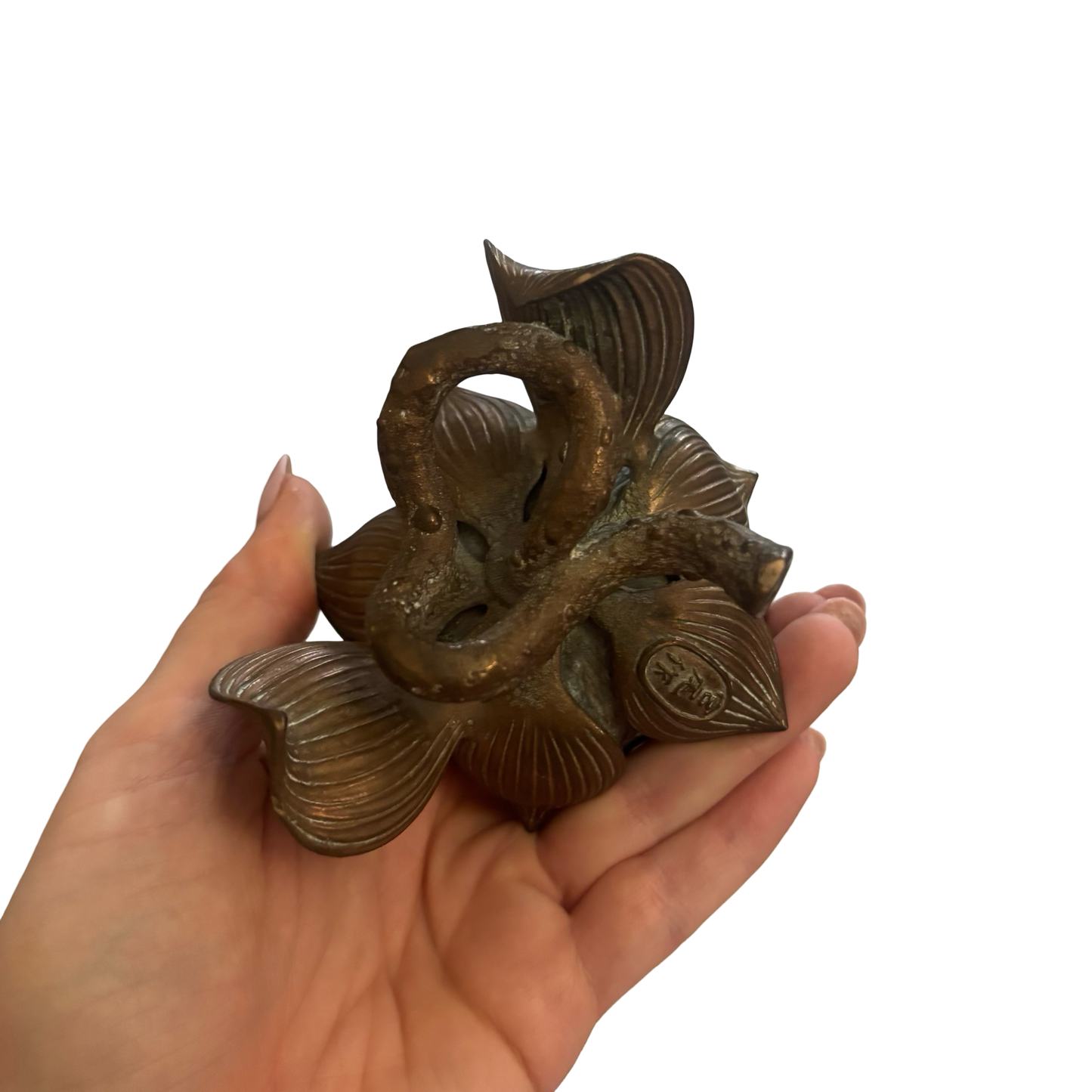 Bronze Lotus Flower Inkwell