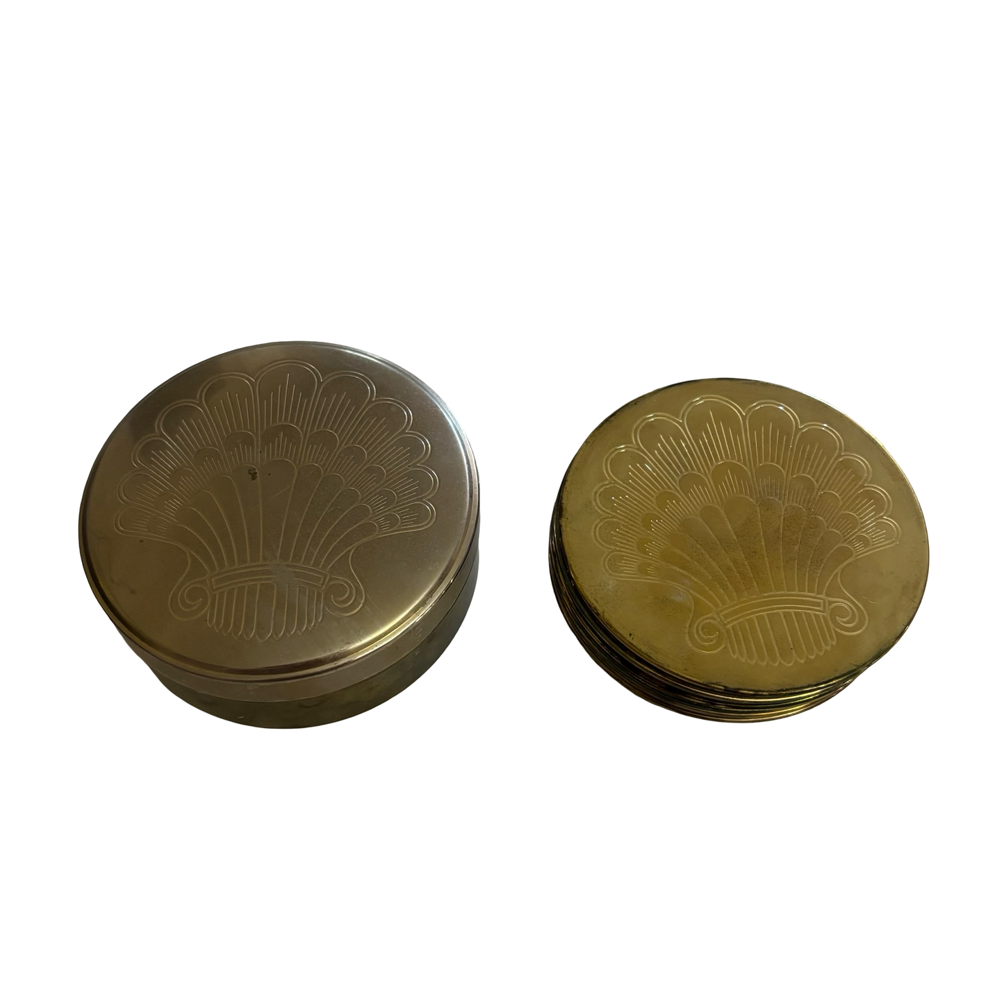 Brass Plated Shell Coaster Set of Six in Box