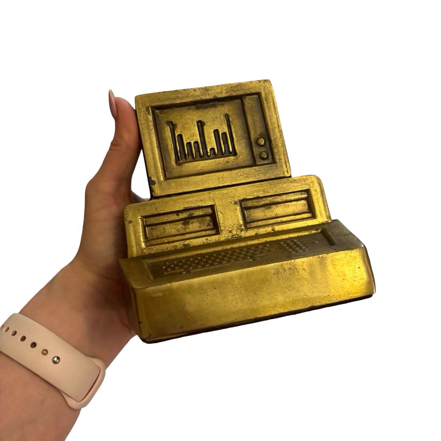 Cast Brass Computer Single Bookend