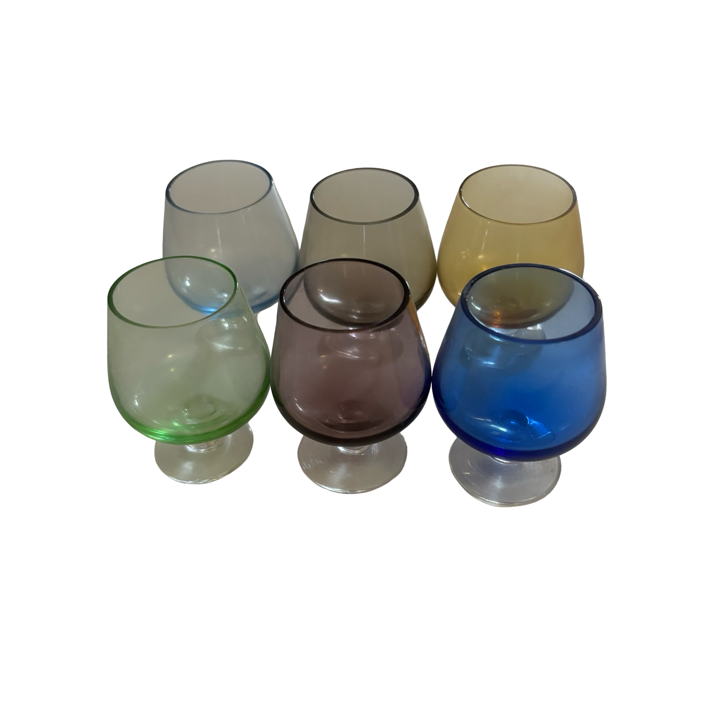 Set of Six Multicolored Mini Snifters