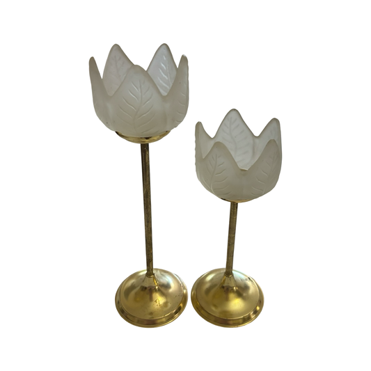 Pair of Tulip Brass Votive Holders