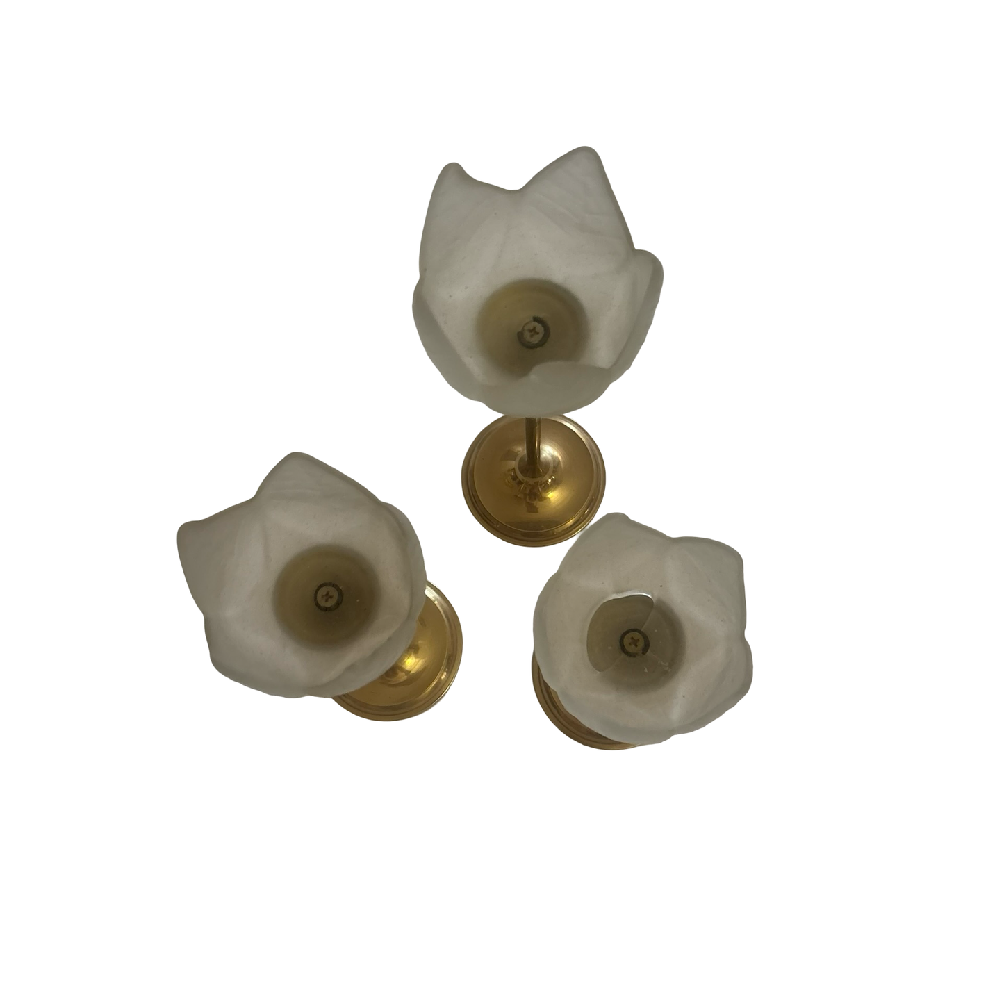 Set of Three Tulip Brass Votive Holders