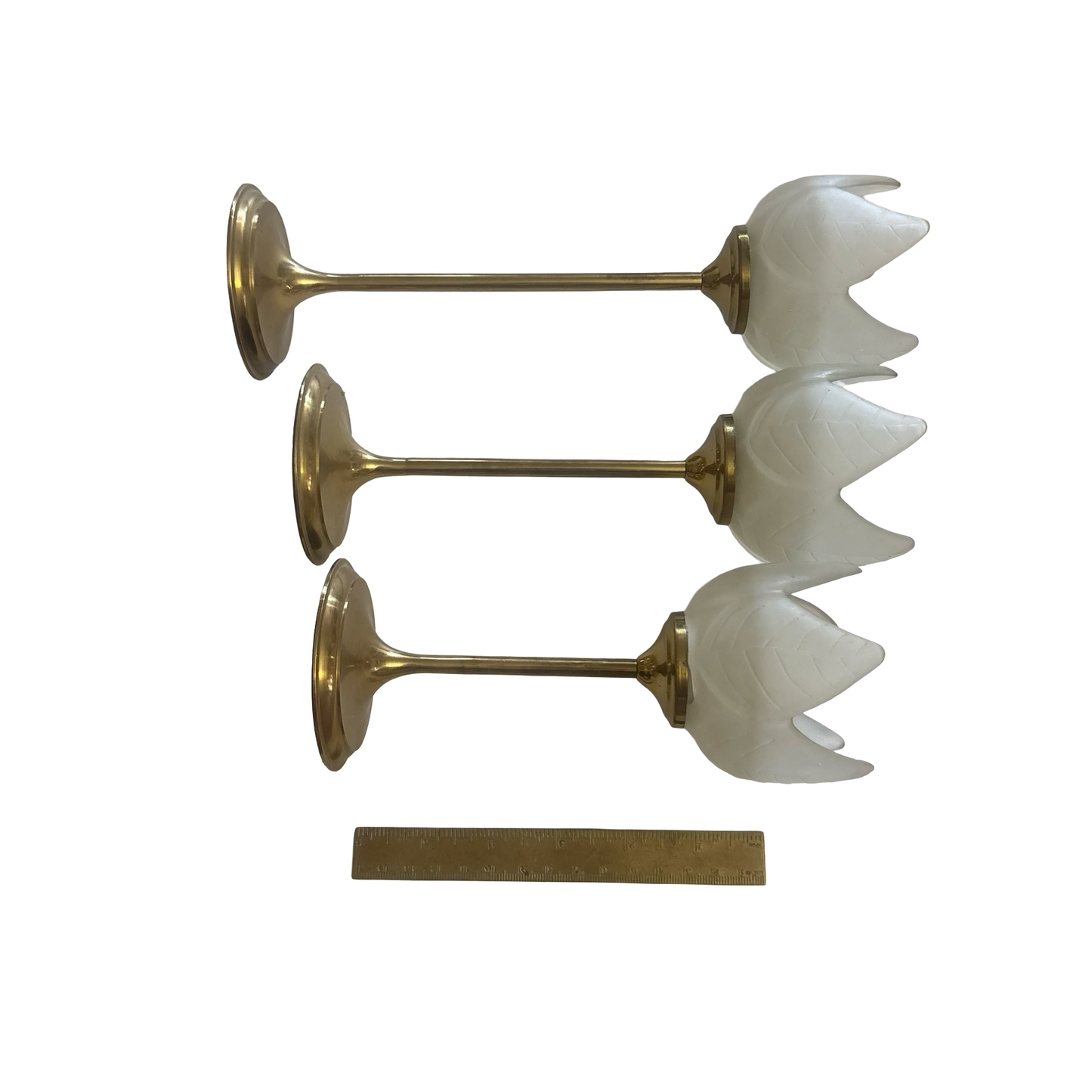 Set of Three Tulip Brass Votive Holders