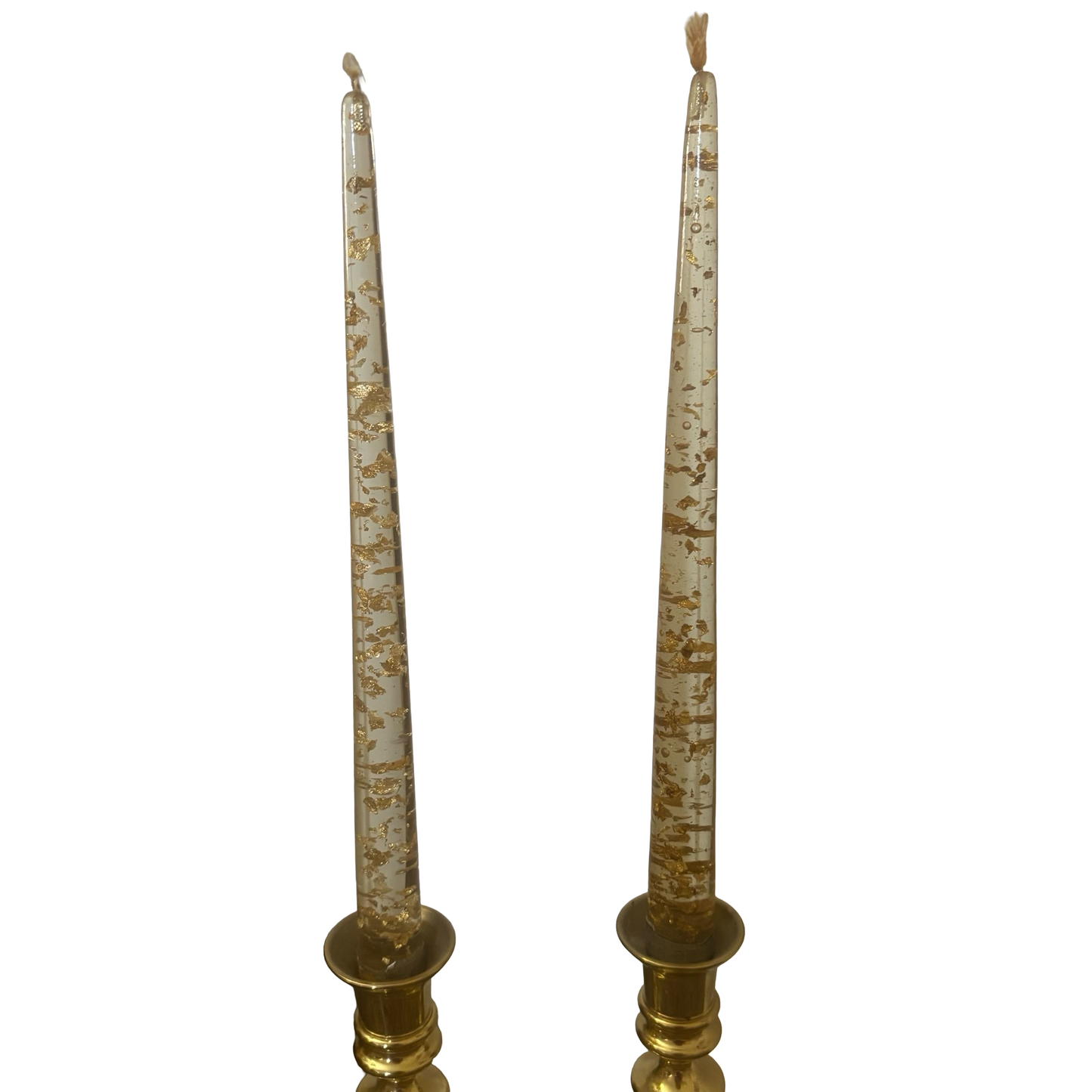 Large Clear Lucite Candle Pair