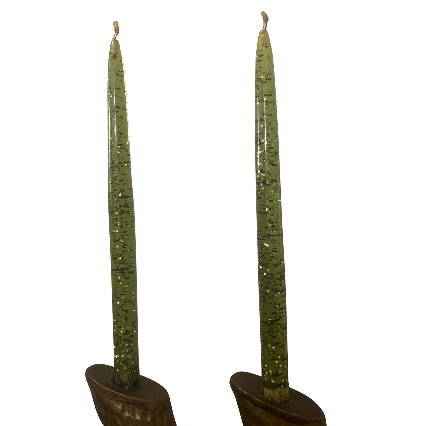 Pair of Large Green Lucite Candles
