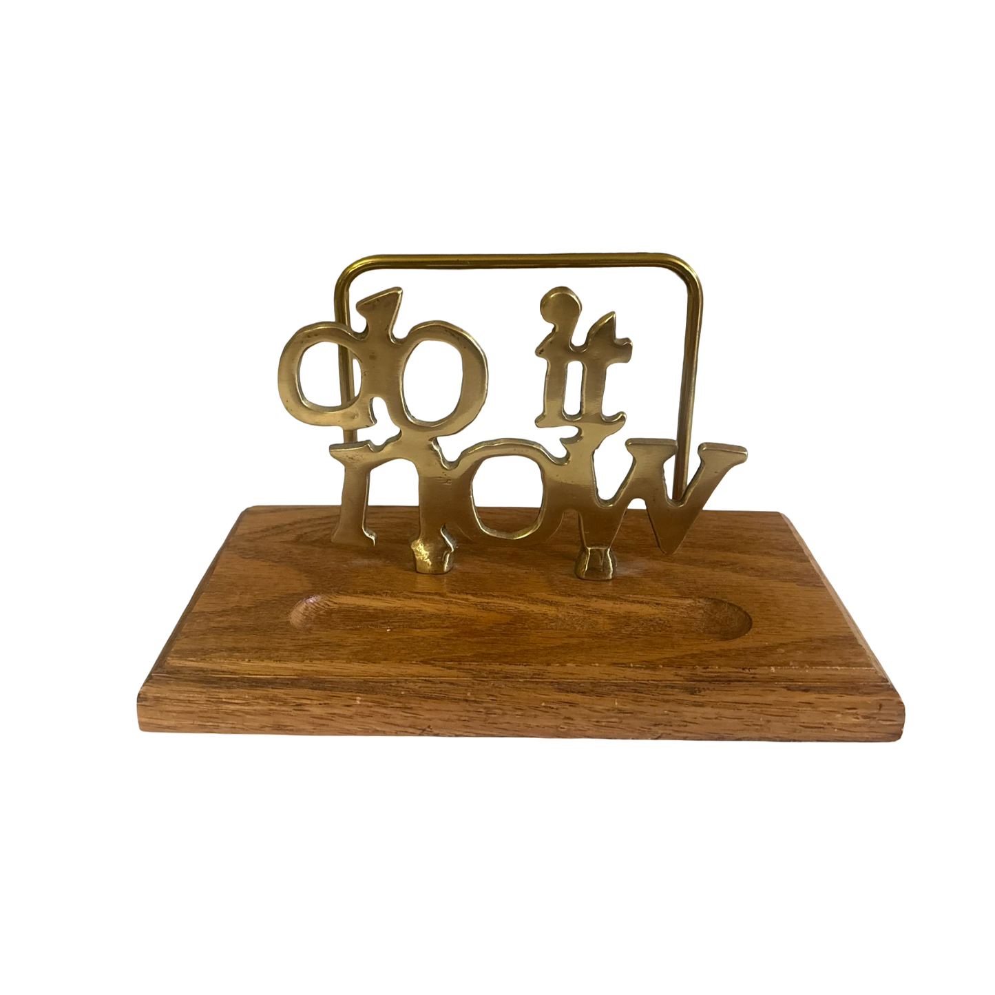 Brass and Wood Desk Organizer