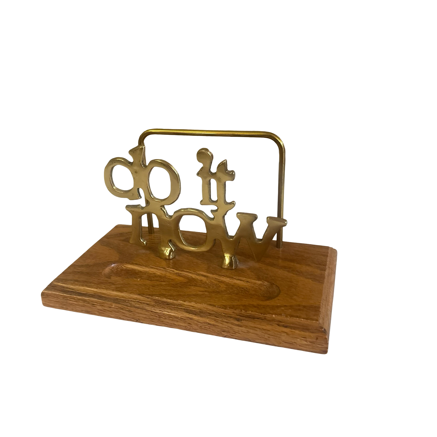 Brass and Wood Desk Organizer