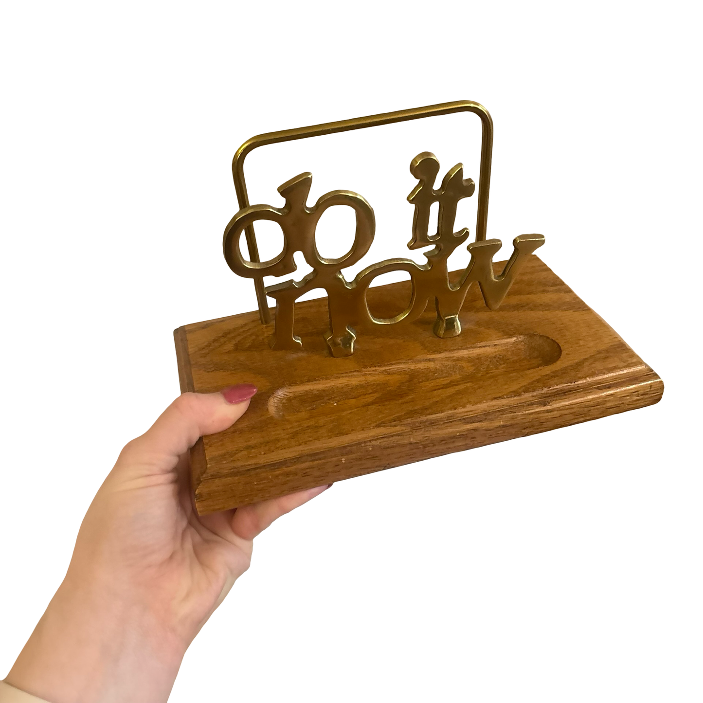 Brass and Wood Desk Organizer