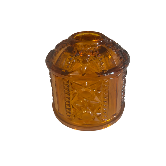 L.E. Smith Amber Stars and Bars Fairy Lamp Shade