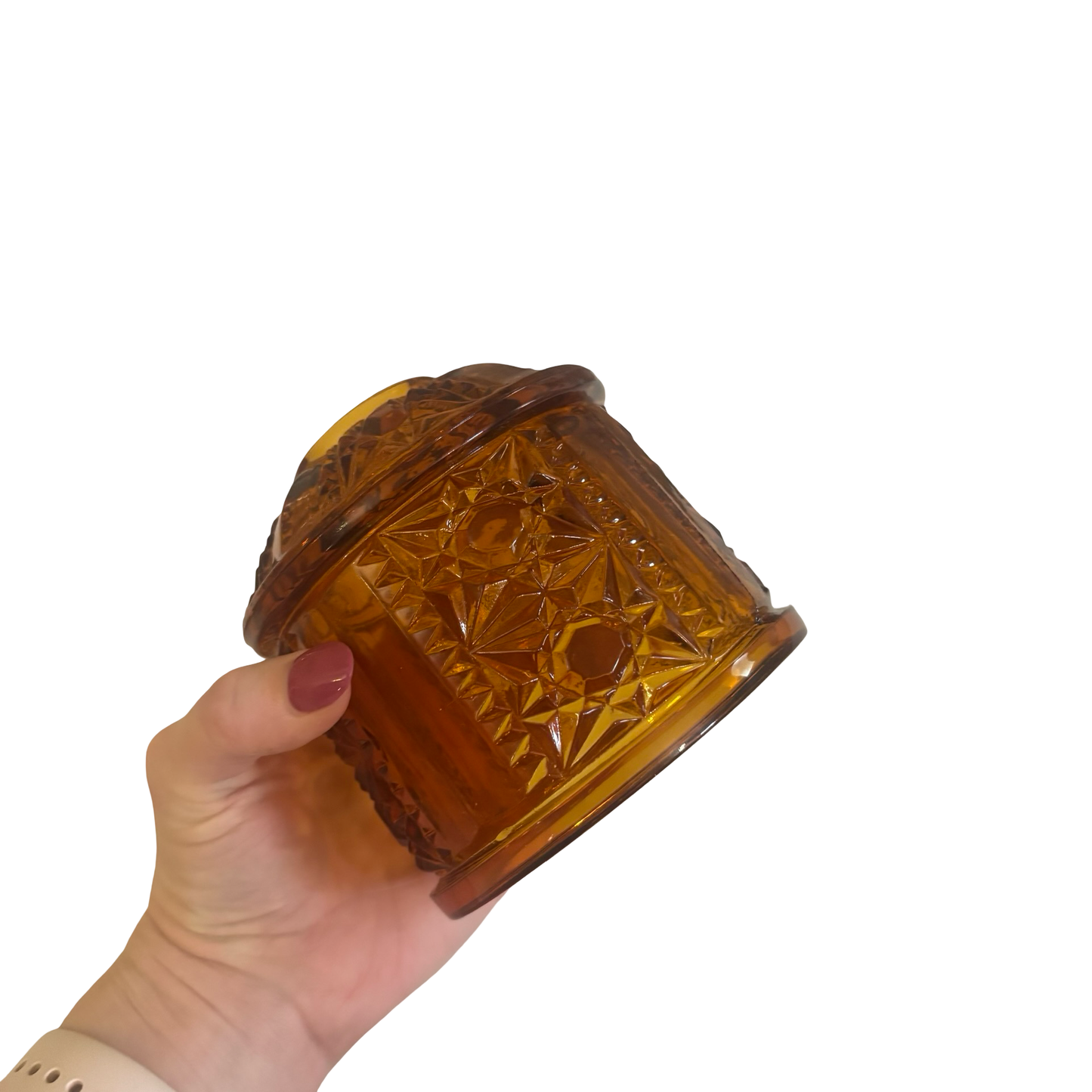 L.E. Smith Amber Stars and Bars Fairy Lamp Shade