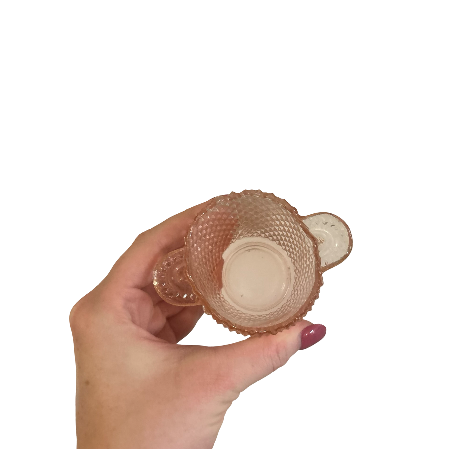 Pink Westmoreland Diamond Point Glass Toothpick Holder
