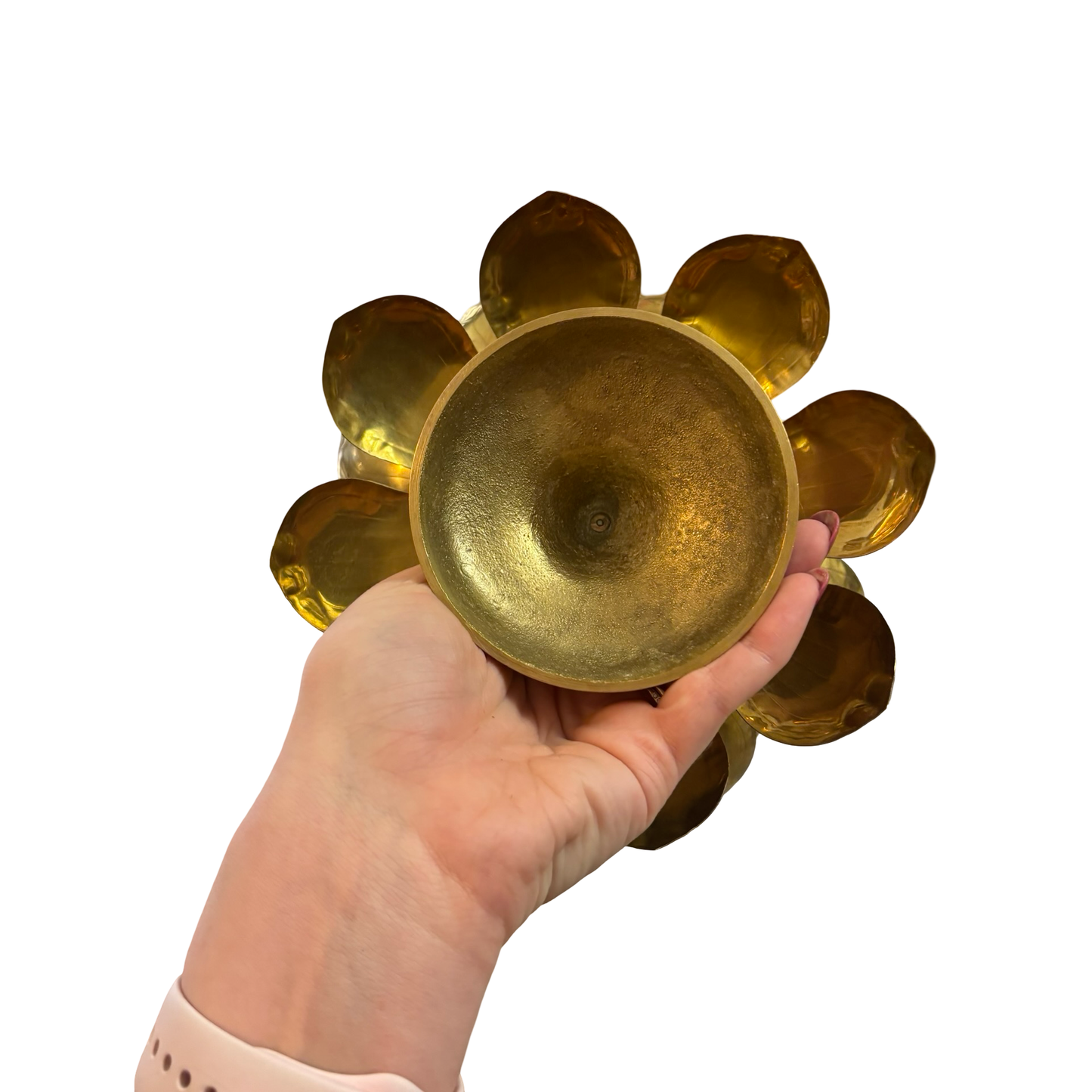 Brass Lotus Candlestick Pair