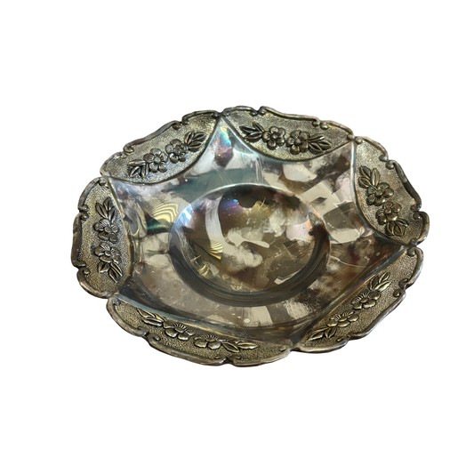 Silver-plate Footed Bowl with Floral Design