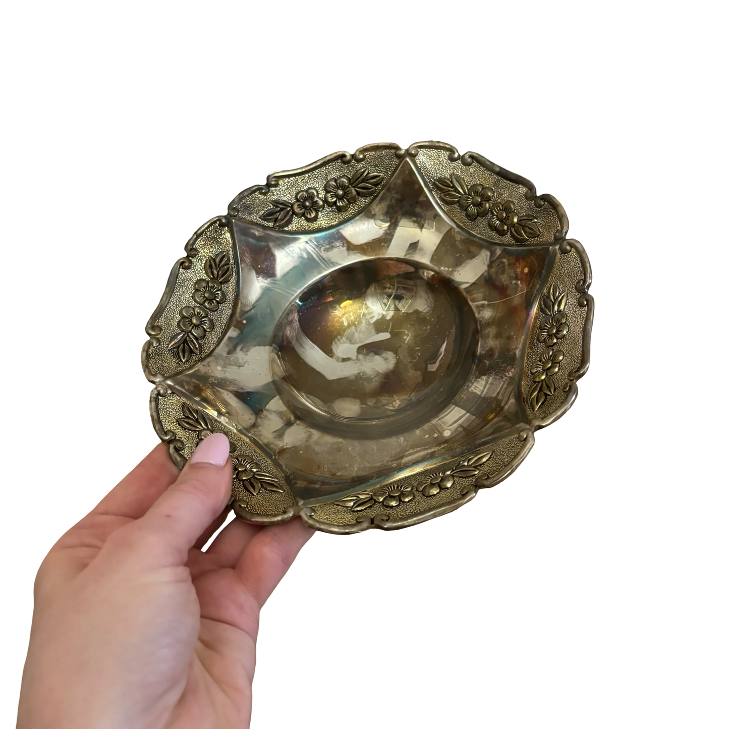 Silver-plate Footed Bowl with Floral Design