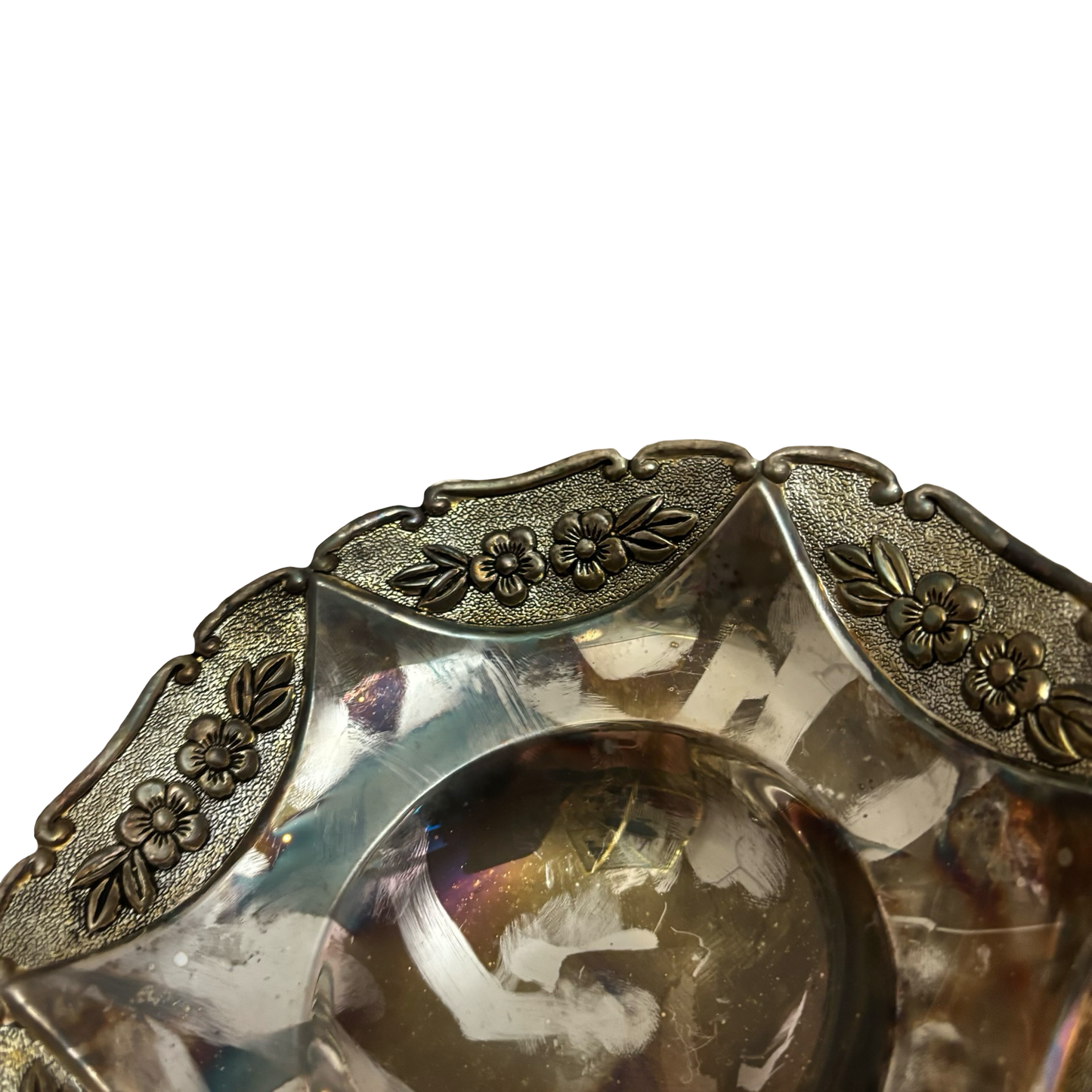 Silver-plate Footed Bowl with Floral Design