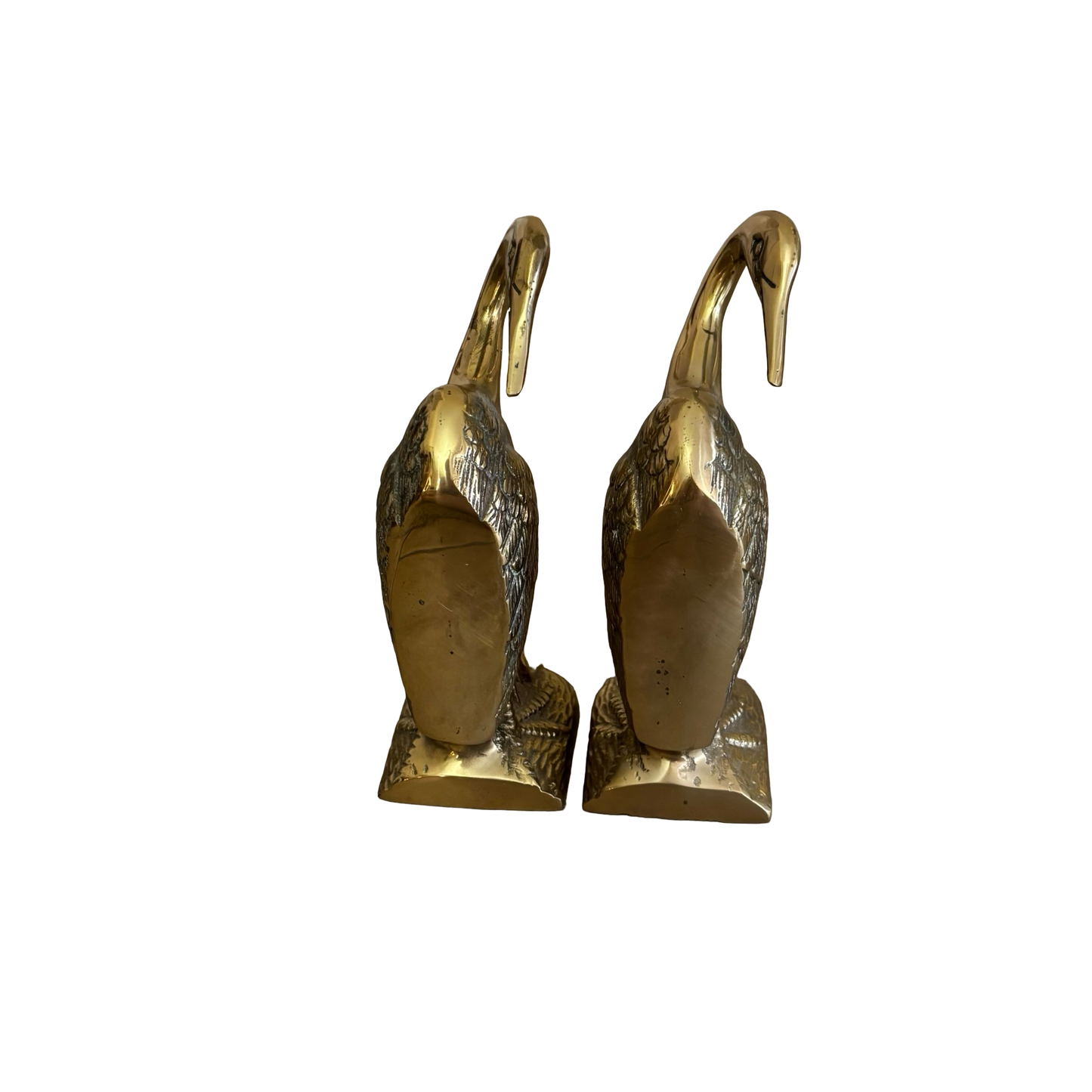Brass Crane Bookend Pair