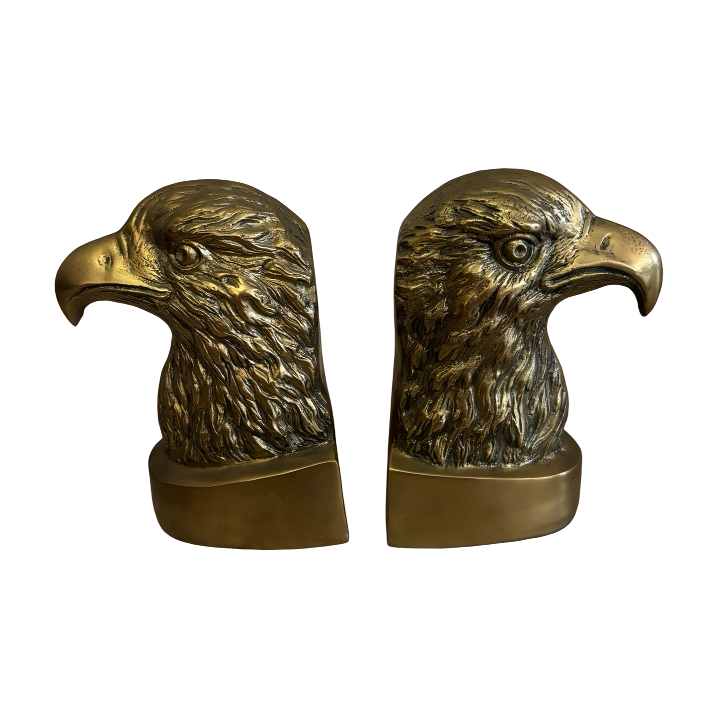 Huge Brass Eagle Head Bookends
