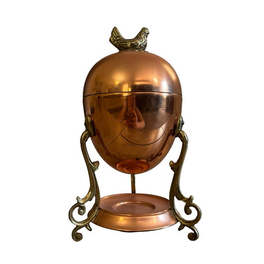 Brass and Copper Egg Warmer with Brass Chicken