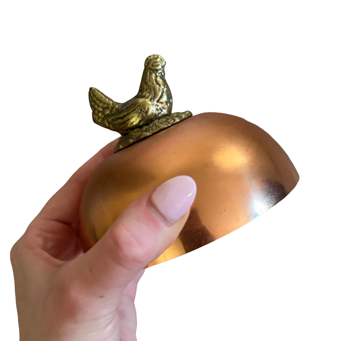 Brass and Copper Egg Warmer with Brass Chicken