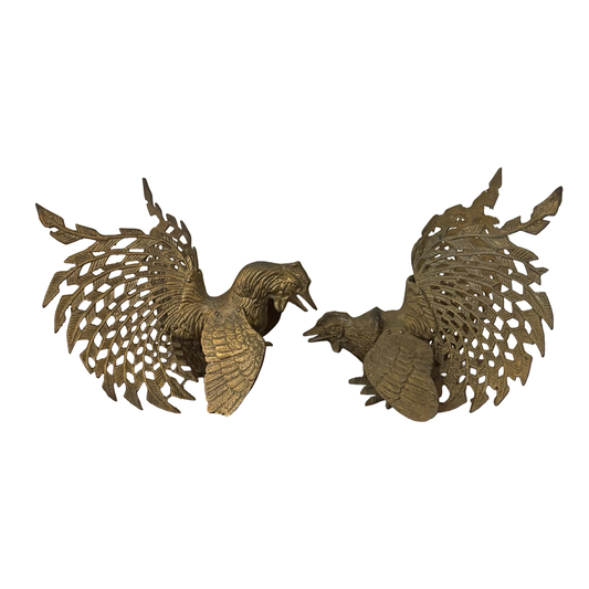 Brass Fighter Rooster Pair
