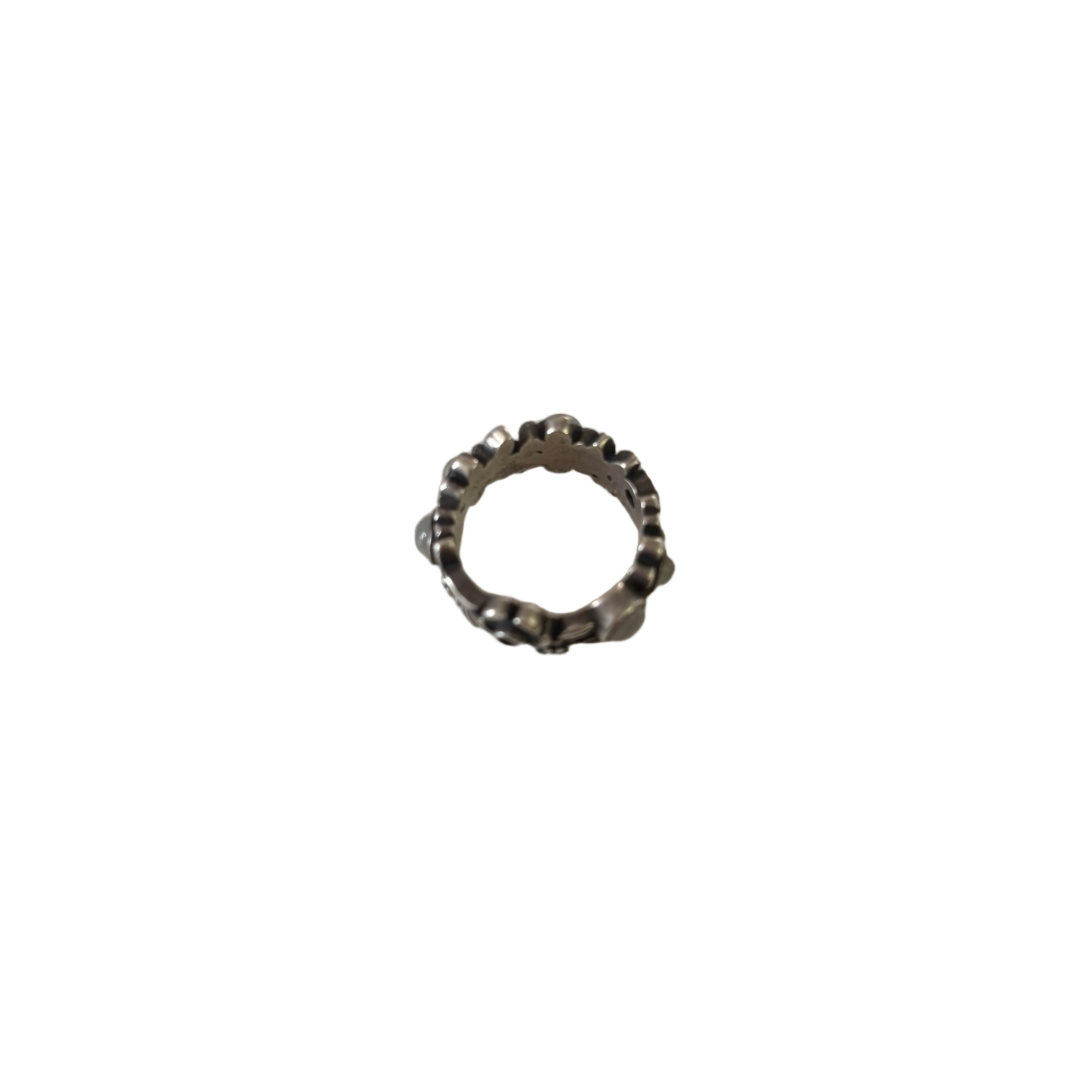 Sterling Silver Cat Eye Cabochon Stone Floral Ring