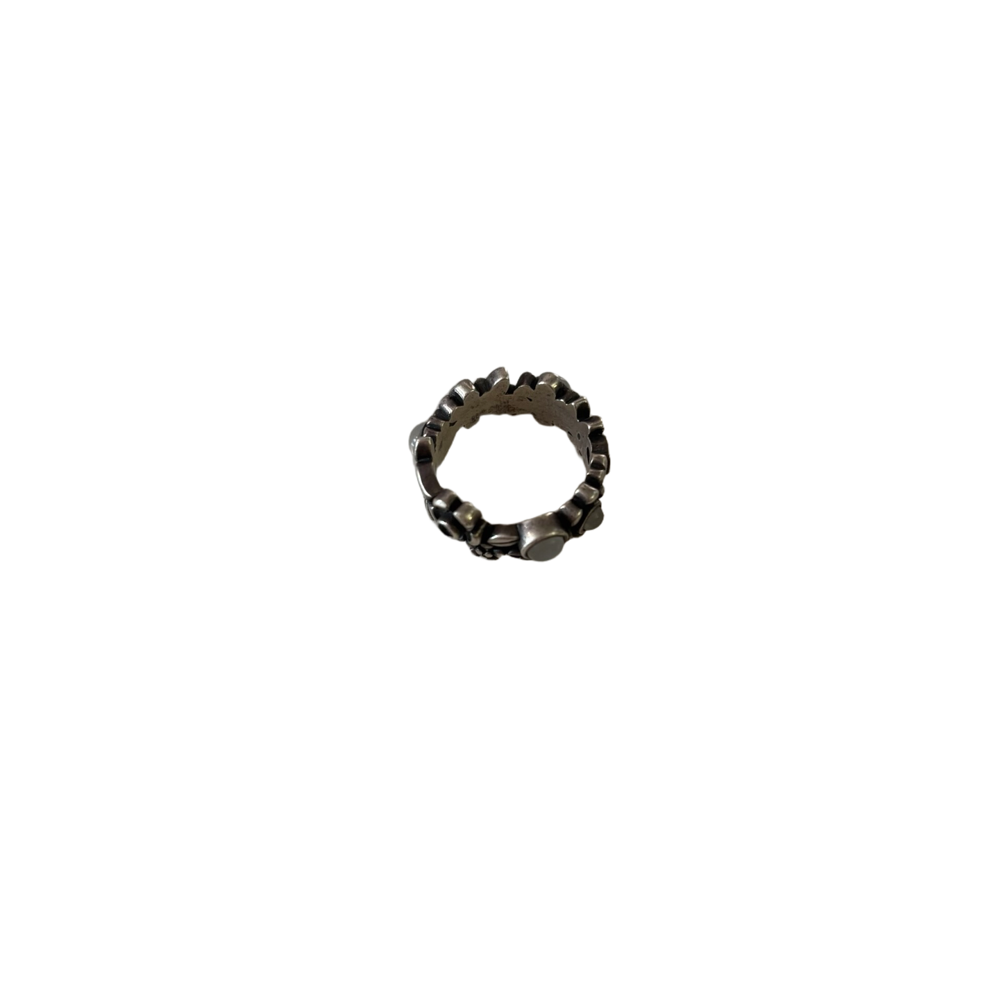 Sterling Silver Cat Eye Cabochon Stone Floral Ring