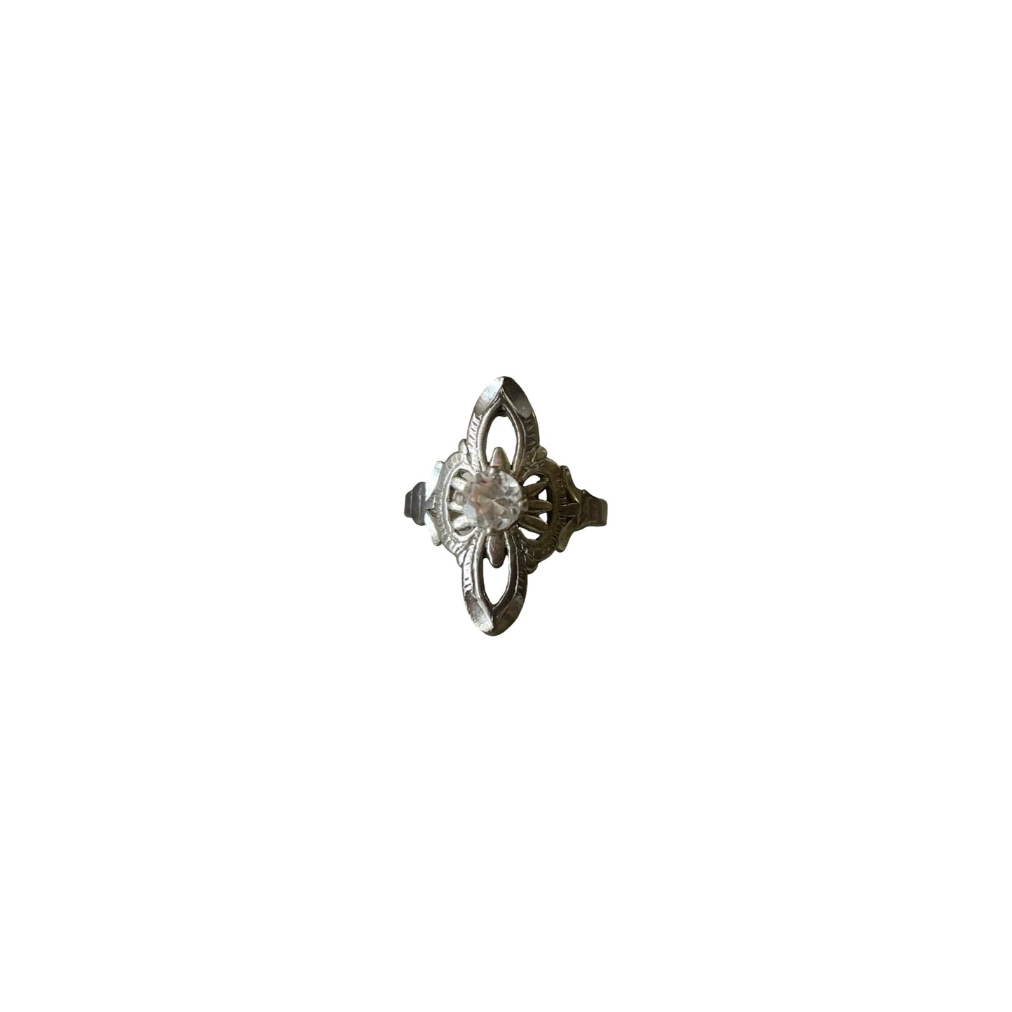 Sterling Silver Ring with White Stone