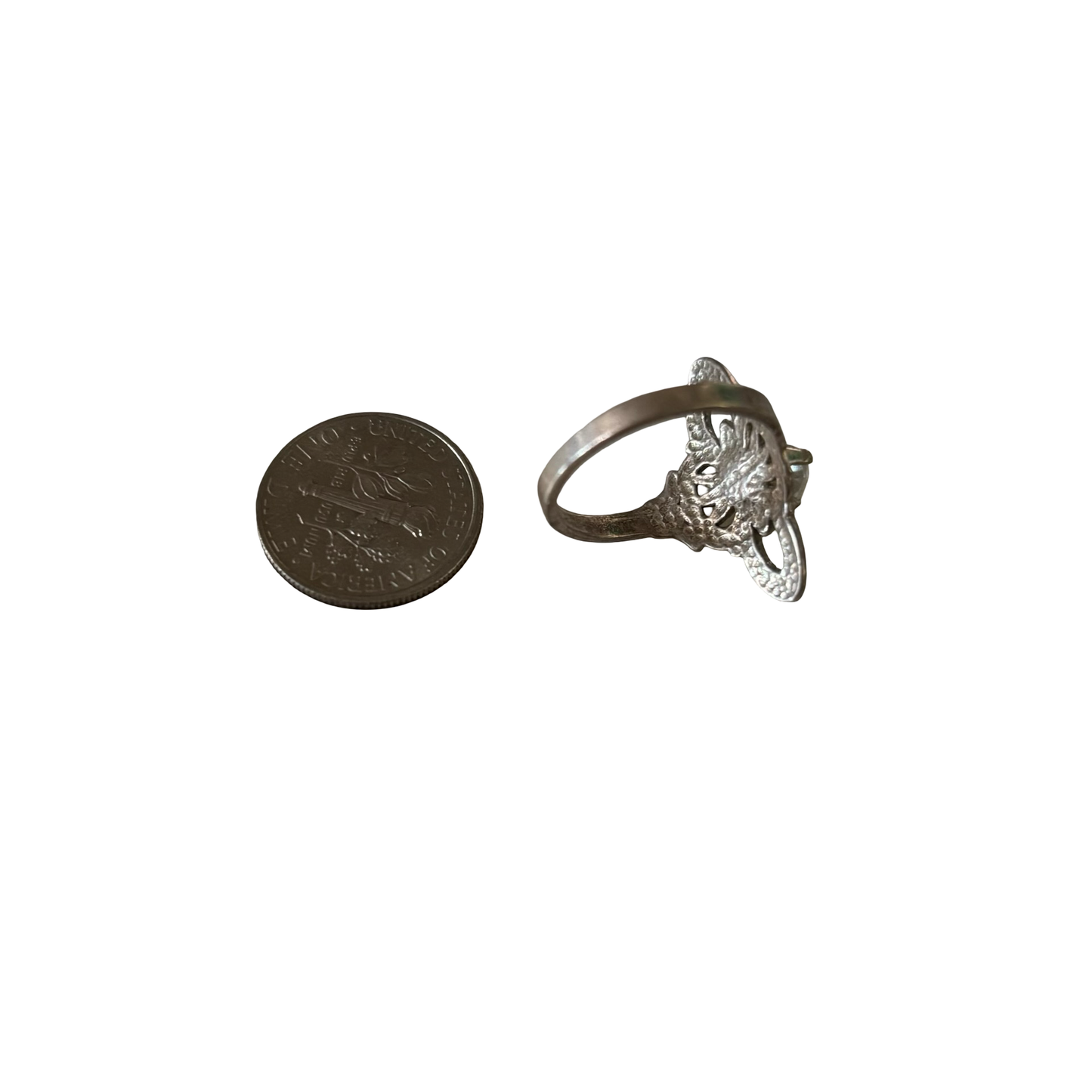 Sterling Silver Ring with White Stone