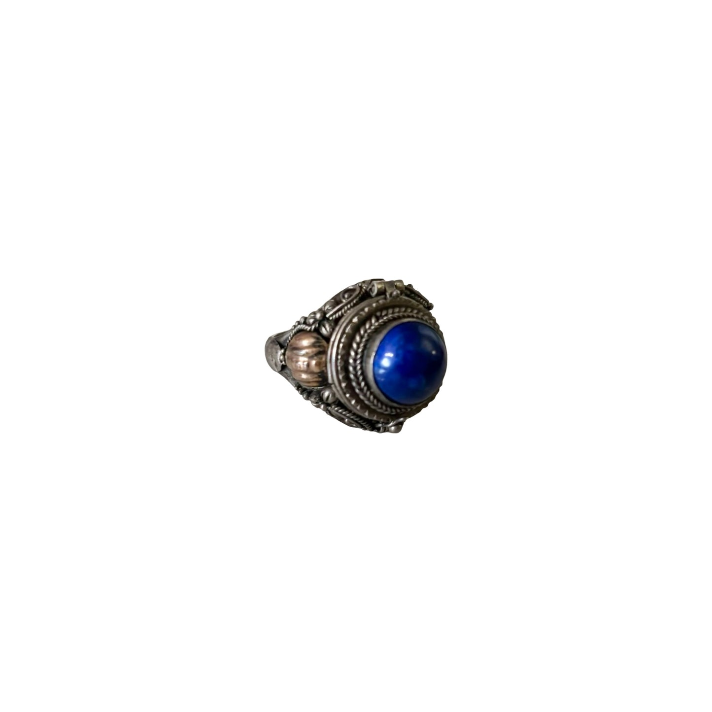 Sterling Silver Blue Lapis Lazuli Poison Ring