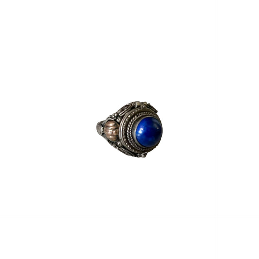 Sterling Silver Blue Lapis Lazuli Poison Ring