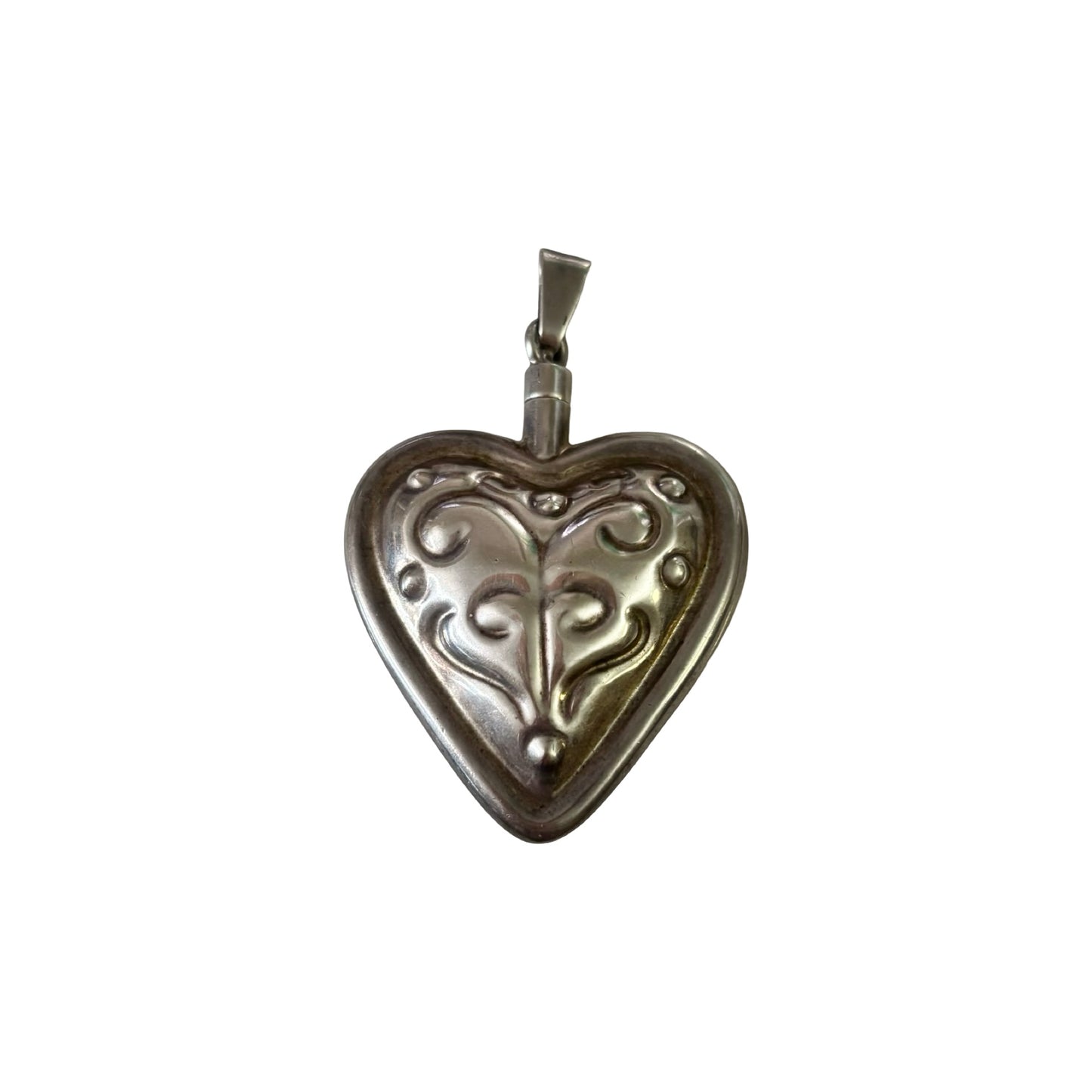Extra Large Sterling Silver Heart Perfume Bottle Pendant