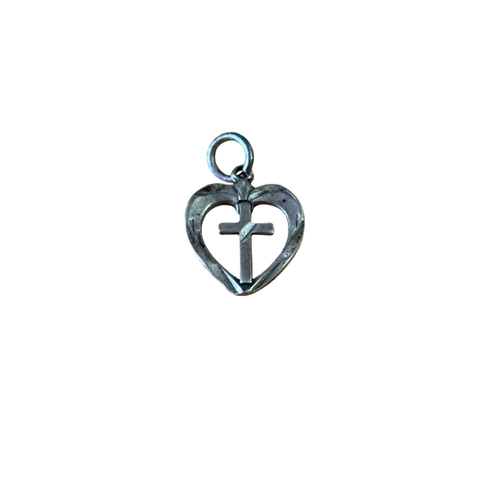 Sterling Silver Heart and Cross Pendant