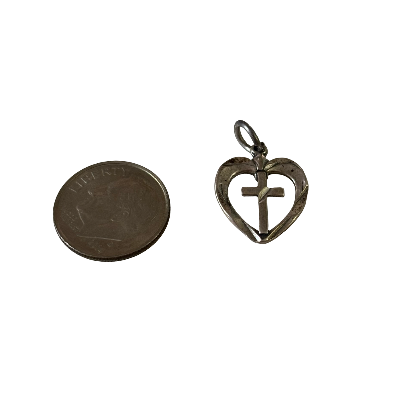 Sterling Silver Heart and Cross Pendant