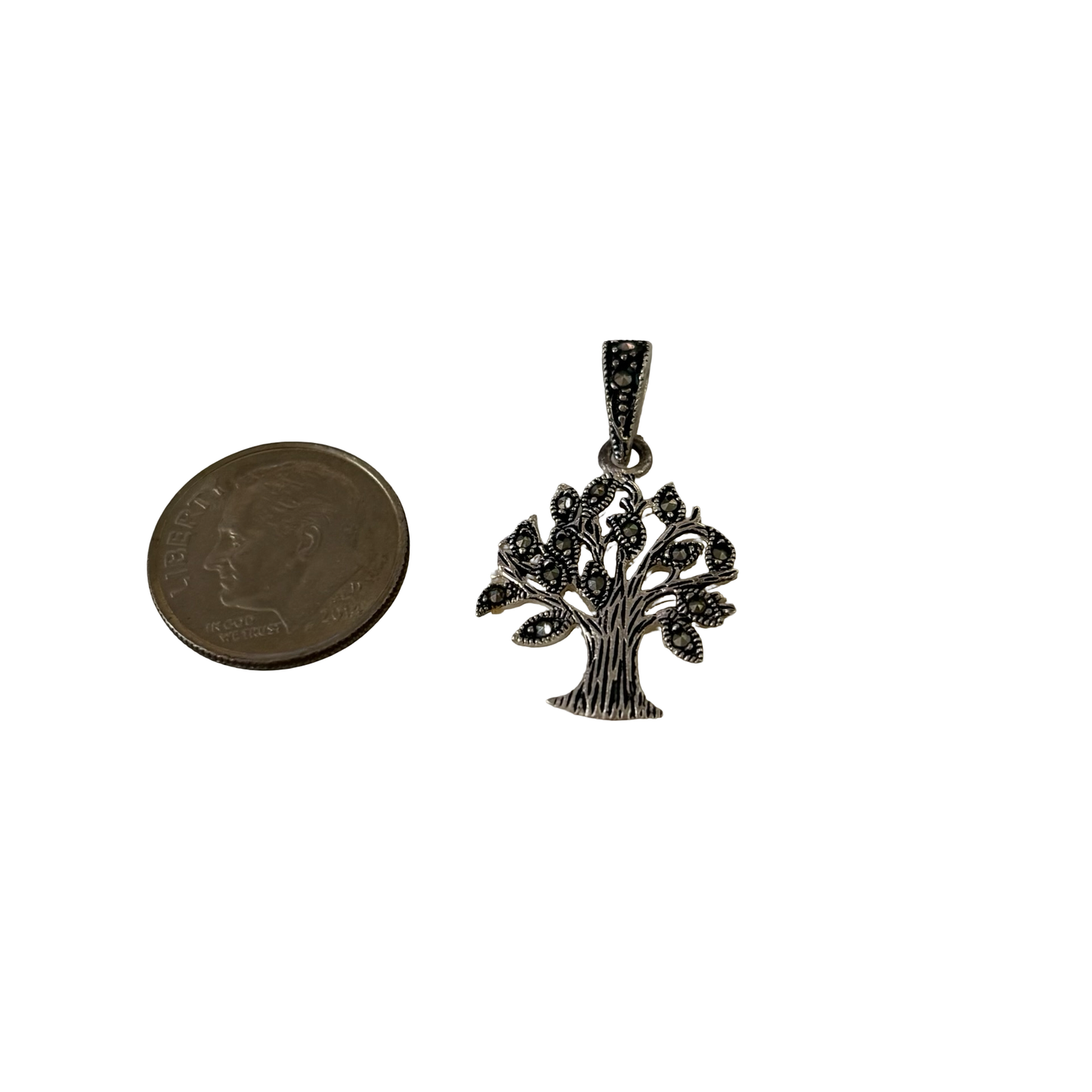 Sterling Silver Marcasite Tree Pendant
