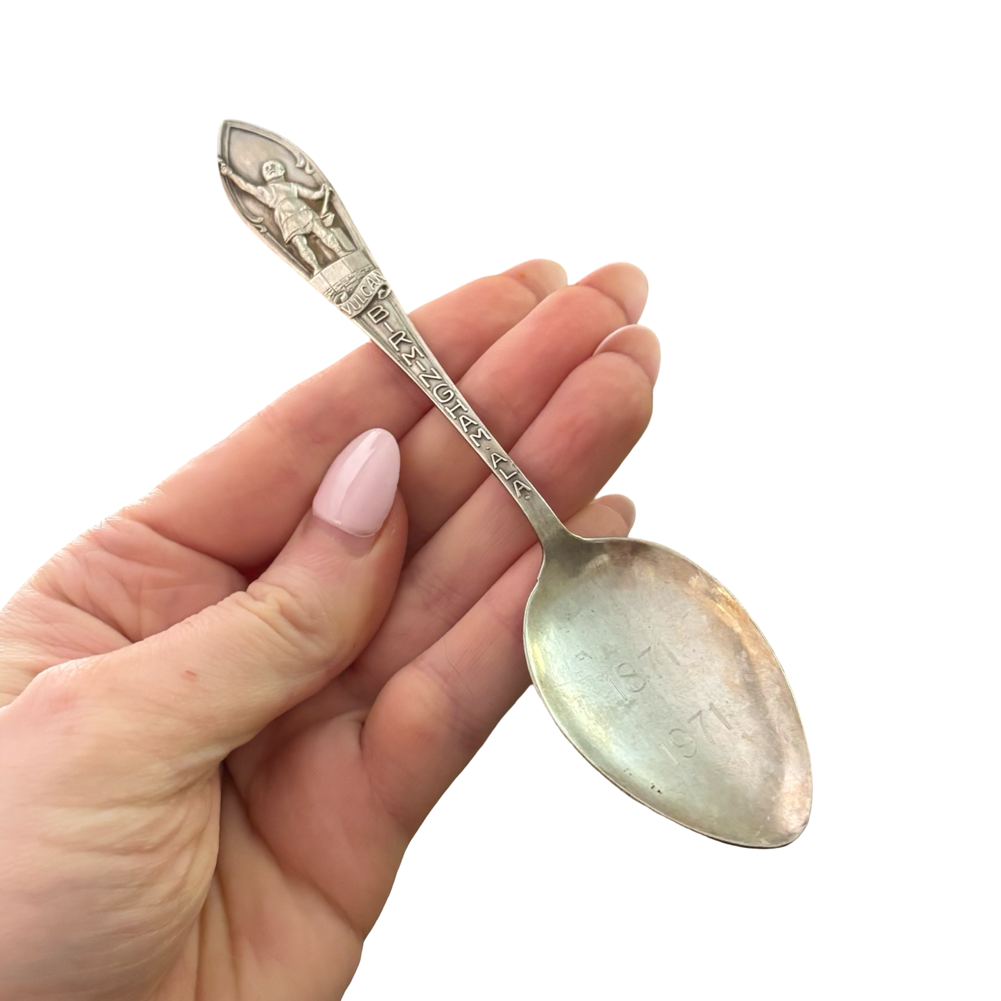 Sterling Silver Monogrammed L Spoon Set of Four with Gold Wash