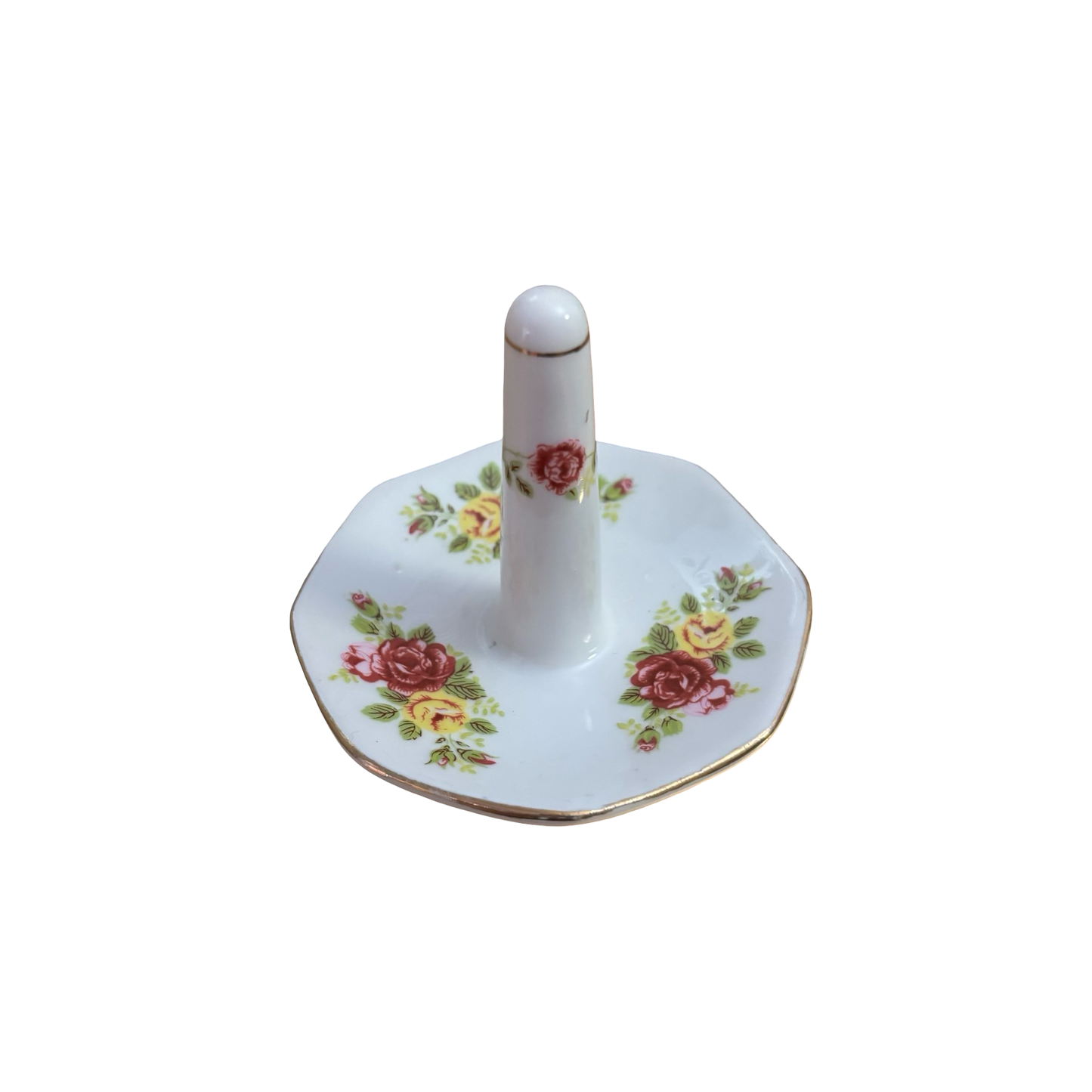 Porcelain Floral Ring Holder Dish